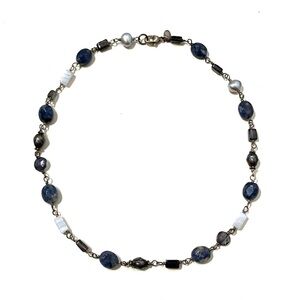 Silpada Sterling Silver Sodalite Blue Lace Chalcedony Pearl Necklace